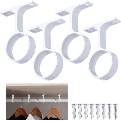 LEIFIDE 4 Pcs 1 5/16 Inch Round Closet Rod Support Bracket,White