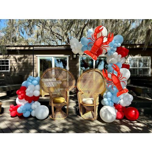 Crawfish Balloon Garland Arch Kit 143Pcs Red Blue White Balloons