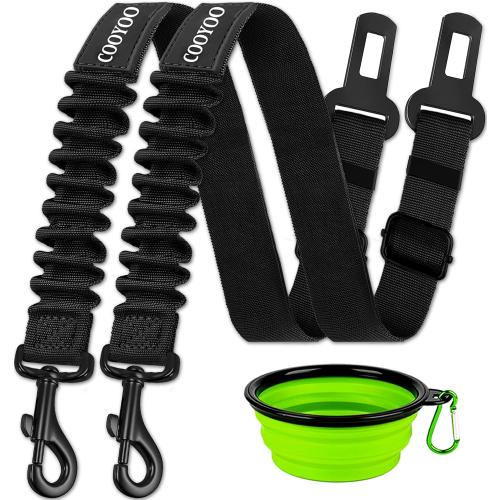 COOYOO Dog Seat Belt,3 Piece Set Retractable Dog Car Harness Adjustable Dog Seat Belt for Vehicle Nylon Pet Safety Seat Belts Heavy Duty & Elastic