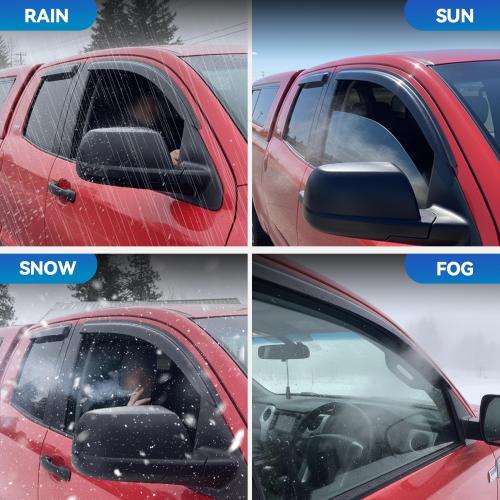 Window Visors Rain Guards Shield for 2004-2015 Nissan Titan Crew Cab, Out-Channel Window Vent Wind Deflectors Visors Shades for 04-15 Nissan Titan Crew