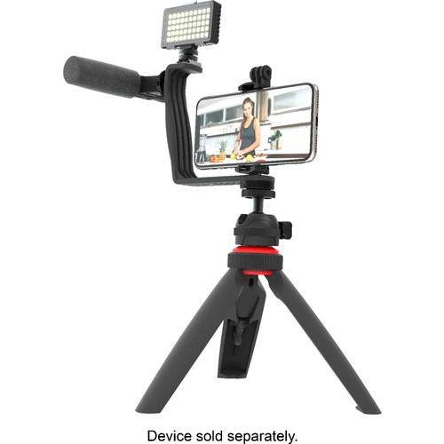 Digipower - Content Maker Essential Vlogging Kit with Light, Microphone, Tripod, and Remote. - Black