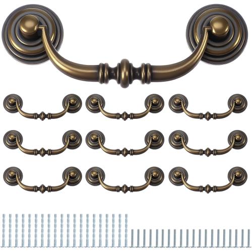 10 PCS Antique Drop Bail Drawer Pulls, 3.5 Inch Drawer Pulls