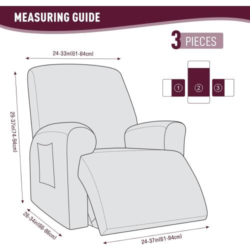 KinCam Recliner Covers, Stretch Reclining Chair Covers, Recliner Sofa Slipcovers Stripe Jacquard Recliner Couch Covers Furniture Protector Covers for Pet Kid (1 Seater, Burgundy)