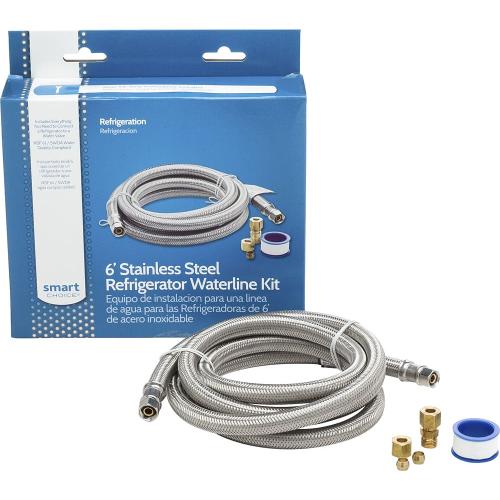 Smart Choice - Stainless-Steel Refrigerator Waterline Kit Required for Hook-Up - Silver