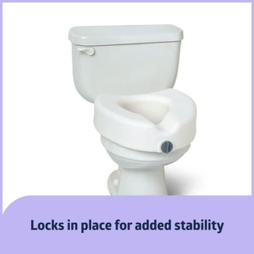 Medline 5 Standard Raised Toilet Seat With Lock and No Arms, White