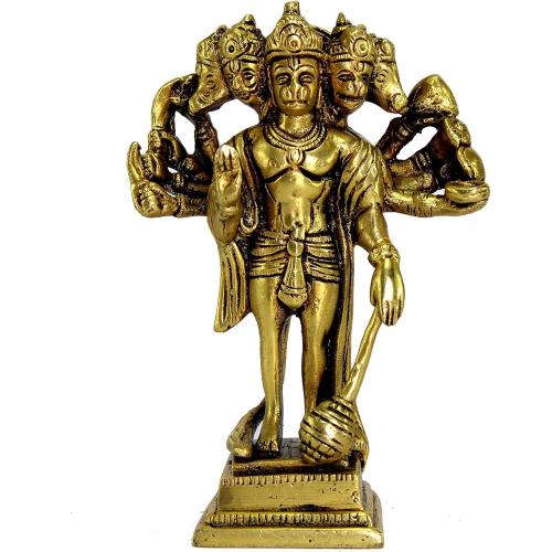Aakrati Brass Panchmukhi Hanuman Anjaneya Pavan Putra Bajrangbali Idol Murti Moorti Statue
