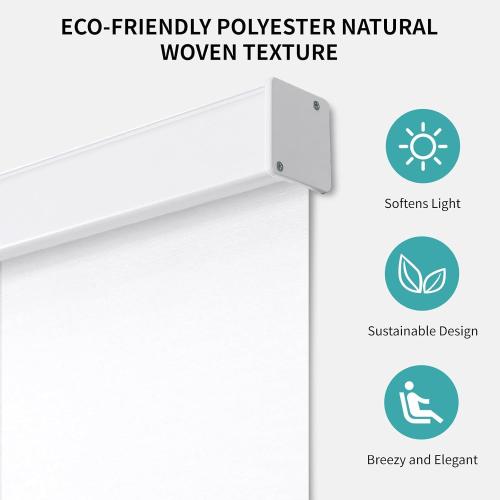 Joydeco 100% Blackout Roller Shades Cordless Blinds for Windows, Free-Stop Shades, UV Protection, Natural Woven Blinds for Home and Office, Light-Proof Aluminum Cover (White, 38 W x 75 H)