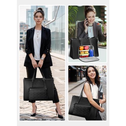 MATEIN 15.6 Inch Laptop Tote Bag with Insulated Lunch Compartment for Women