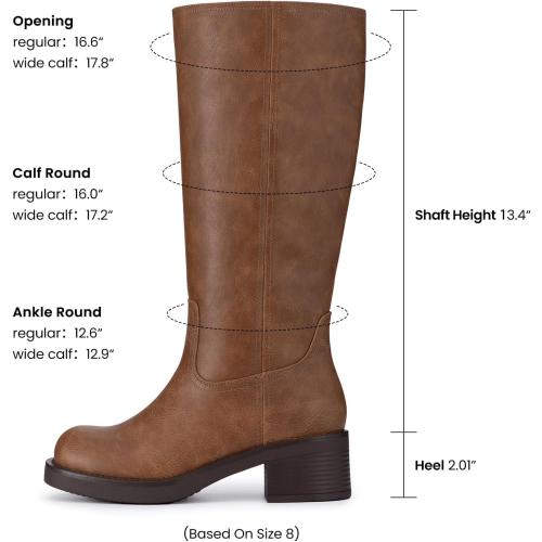 Size 8 Athlefit Knee High Boots Square Toe Ridng Chunky Tall Boots for Women
