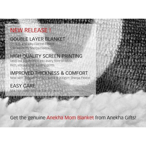 Mom Blanket – Double Layer Sherpa Fleece – Soft Fluffy Throw, Quality Print – 'Thank You Mom, I Love You' – from Daughter, Son – Gift for Birthday, Mother's Day, Christmas, etc. (Smoky Grey)