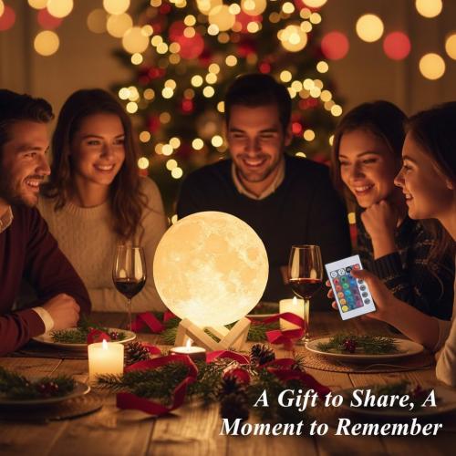 Mydethun 7.1 Inch Large 16 Colors Moon Lamp – 148 Combination Modes, Remote/Touch Control, Rechargeable LED Night Light, Christmas Gifts for Women, Party Favors Décor