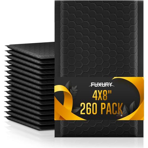Fuxury 4x8 Bubble Mailer 260 Pack Black Padded Envelopes Usable Size 4x7