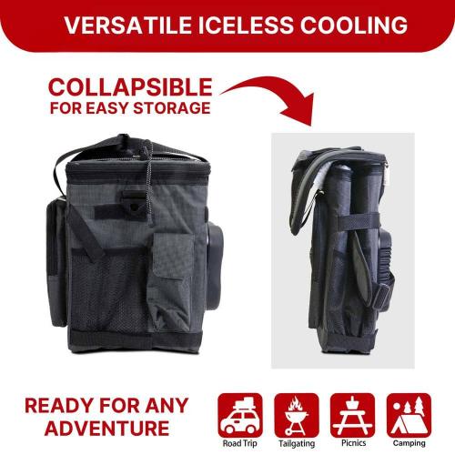 Koolatron 12V Electric Cooler Bag, 25L (26qt.) Collapsible Thermoelectric Soft Bag Cooler, Gray/Black