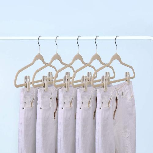 Velvet Hangers Clips, Pants Hangers Velvet Clips(60pc, Beige)
