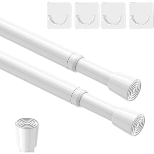 AIZESI 2Pcs Spring Tension Curtain Rods, Adjustable 26-39 Inch, White