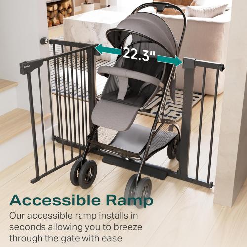 Cumbor 30-46 Baby Gate for Stairs, Auto Close Dog Gate for the House Black | Easy Install Pressure Mounted Pet Gates for Doorway, Dual Lock Indoor Safety Gate for Baby & Dog, Mom's Choice Awards Winner