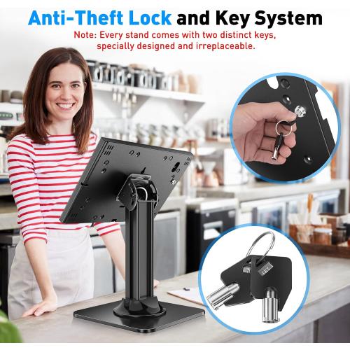 AboveTEK Anti-Theft iPad Kiosk Stand – POS iPad Security Stand & Locking Tablet Holder – Heavy Duty Base, 360° Swivel, 75° Tilt Bracket – Perfect for Retail Business