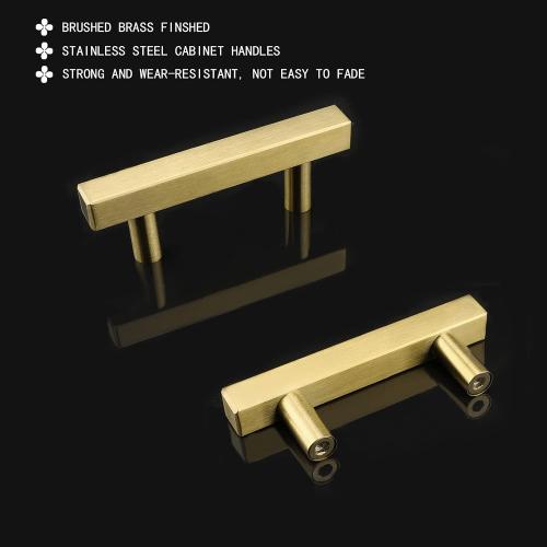 Goldenwarm 10 Pack 2-1/2 Inch Gold Cabinet Handles Brass Kitchen Pulls
