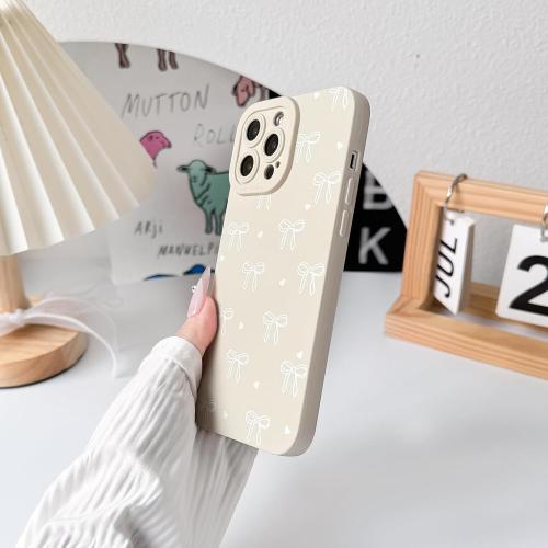 NITITOP Compatible for iPhone 12 Pro Max Case Cute Bow Knot - White