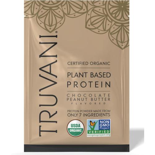 Truvani Vegan Pea Protein Powder | Chocolate Peanut Butter | 36g Organic Plant Based Protein | 1 Serving | Keto | Gluten & Dairy Free | Low Carb | No Added Sugar