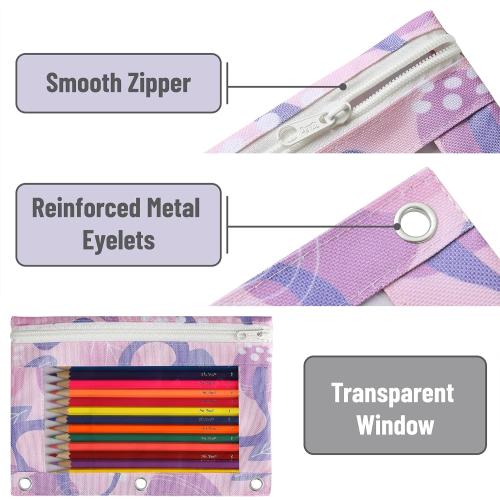Mr. Pen- Pencil Pouch for 3 Ring Binder, 2 Pack, 10x6.75, Smooth Zipper