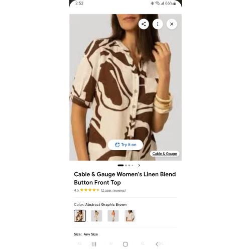 XL Cable & Gauge Women's Linen Blend Button Front Top