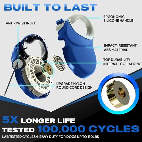 Fida Upgraded Retractable Dog Leash, 30ft, Heavy Duty, Blue