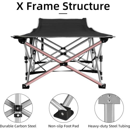 Fragess Portable Camping Cot, Sleeping Cot for Adult, 28 Extra Wide Heavy Duty Folding Cot Max Load 600LBS with Thick Mattress, Portable Camping Bed for Camp Outdoor/Office, Home Nap (Blue)