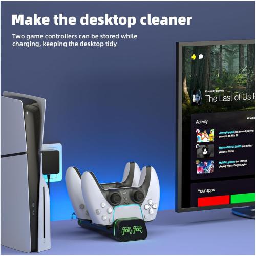 Controller Charging Dock for Switch Pro & Switch 2 Pro Controller, PS5 Controller, Xbox Series X|S & Elite 2, 2-Port LED Charging Station (Not for PowerA/3rd-Party Pro), 5V2A Recommended