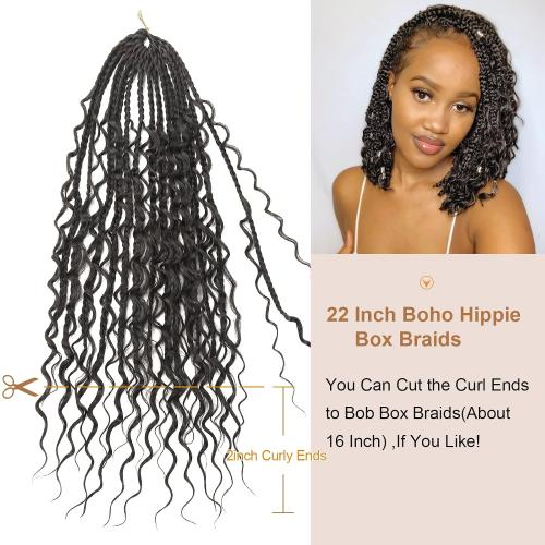 Diha Goddess Box Braids Crochet Hair With Curly Ends 22 Inch