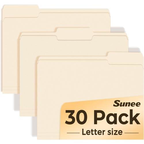 SUNEE File Folders, 30 Pack Manilla Folders 8.5 x 11, 1/3 Cut Tab for Easy Labeling and Organization, Durable Standard Paper for Home, Office, School Filing