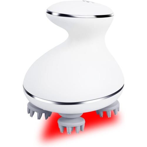 Electric Head Massager Waterproof,with 4 Detachable Massage Heads,Wireless Portable Red Light Care Handheld Massager,4 Massage Modes Stress Relax for Scalp,Suitable The Whole Body and Pets