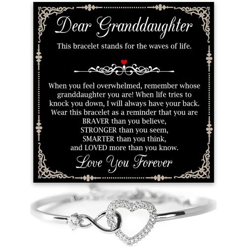 VIRAGIL Unique Granddaughter Infinity Heart Bracelet, Thoughtful Gift from Grandma Grandpa, Perfect for Holidays, Birthdays, Milestones, or Special Family Gatherings