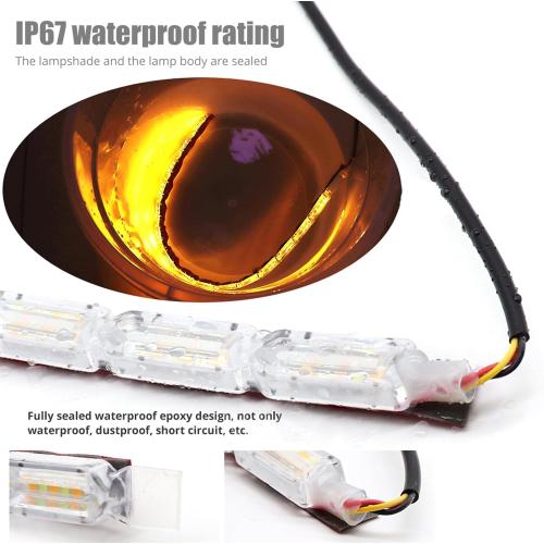 AUTOXBERT Car Daytime Running Light Strip, 2Pcs Flexible Crystal DRL LED Strip Sequential, Dual Color 17Inch Headlight LED Strip Turn Signal Lights Strip (White&Amber)