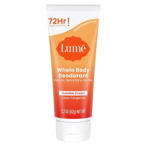 Lume Whole Body Women's Invisible Cream Tube Deodorant Clean Tangerine Scent 2 pack