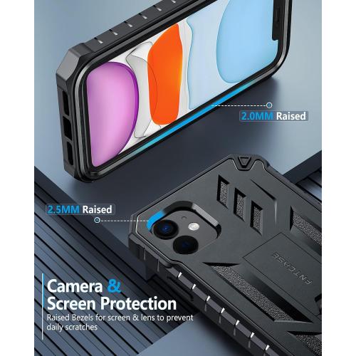 FNTCASE for iPhone 11/XR Case, with Built-in Screen Protector, Kickstand