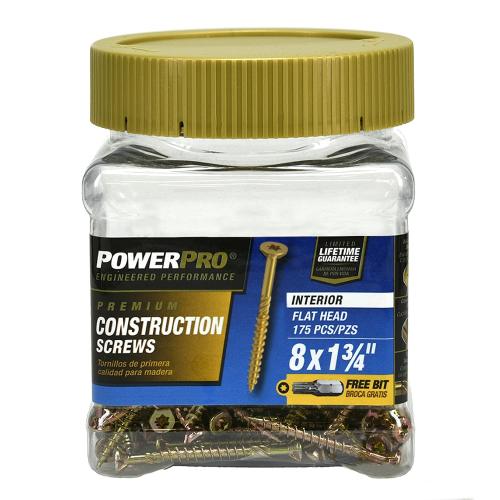 Power Pro #8 x 1-3/4-in Yellow Zinc Interior Wood Screws (175-Per Box)