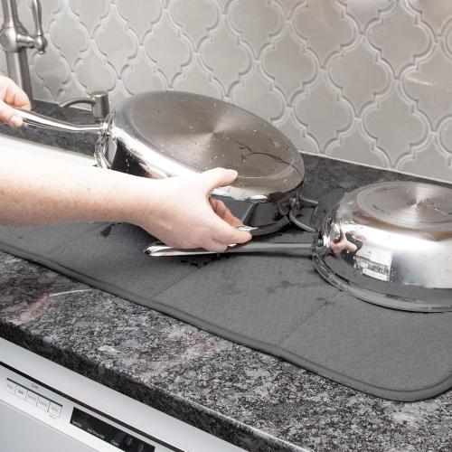 All-Clad Premium Reversible Dish Drying Mat for Kitchen: 16 x 28 Ultra-Absorbent, Long-Lasting, No Condensation, and Oversized for Large Pots and Pans - 3 Pack, Pewter