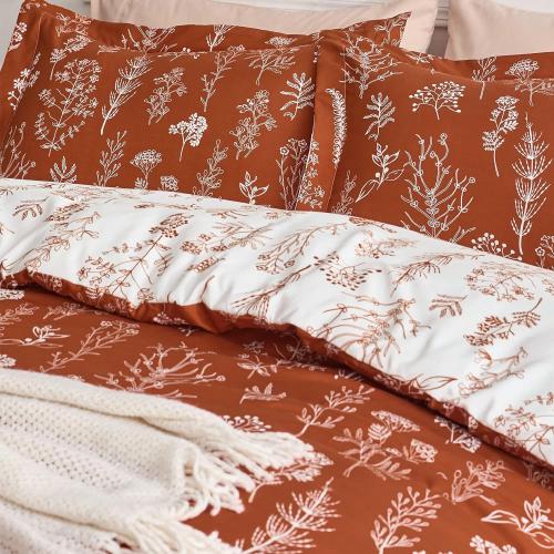 Bedsure Floral Comforter Set Cute Bedding Set Full Reversible Terracotta