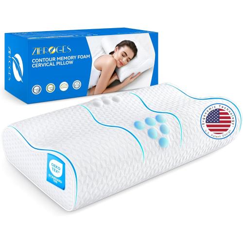 Cervical Neck Pillow for Pain Relief- Queen Size Cooling Pillow for Sleeping, Memory Foam Pillows for Neck Shoulder, Ergonomic Adjustable Contour Bed Pillow for Side, Stomach & Back Sleepers