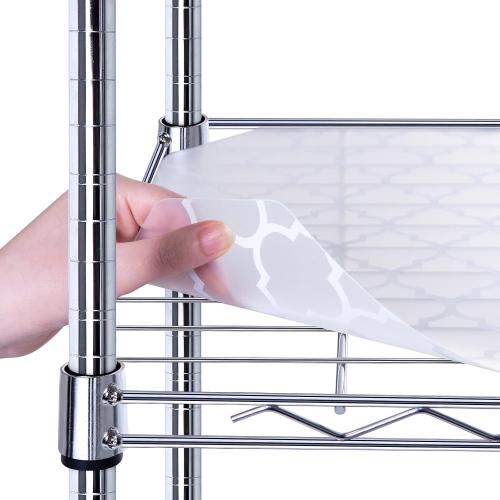 BRIAN & DANY Wire Shelf Liner 14 X 36, Heavy Duty Shelf Liners for Wire Shelving, Waterproof Protector Mats, Set of 5, Quatrefoil Grey