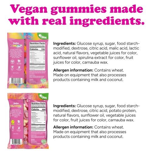 Katjes Vegan Rainbow and Wild and Free Foam Gummy Variety, Pack of 4, 4.9oz