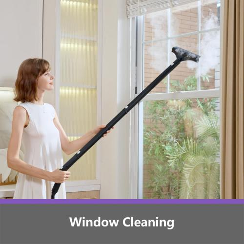 Steam Cleaner: 1650W, Fast 50-Sec Heat-Up-21-Piece Kit Refill Anytime-No Cooling-Detachable Hose Steamer Mop for Home Use Car Bed Bathroom Tile Grout Floor Cleaning And More Black
