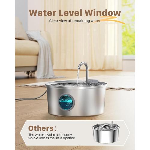 Cat Fountains for Drinking Stainless Steel: 108oz/3.2L Cat Water Fountain