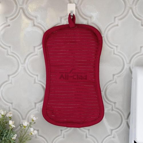 Set of 2 All-Clad Premium Pot Holder & Heating Pad,  Heat Resistant to 500 Degrees, 100% Cotton  for Kitchen and Barbeque, Chili Red