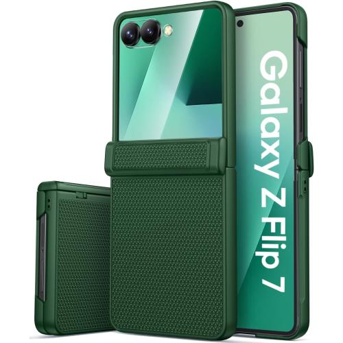Vihibii for Samsung Galaxy Z Flip 7 Case with Outer Screen Protector, Green