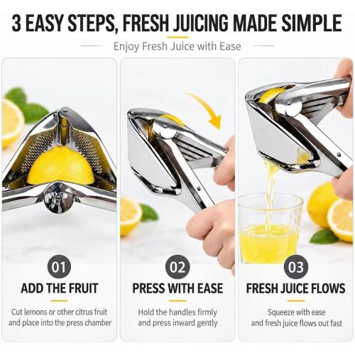 Zinc Alloy Manual Lemon Squeezer with Ergonomic Long Handle