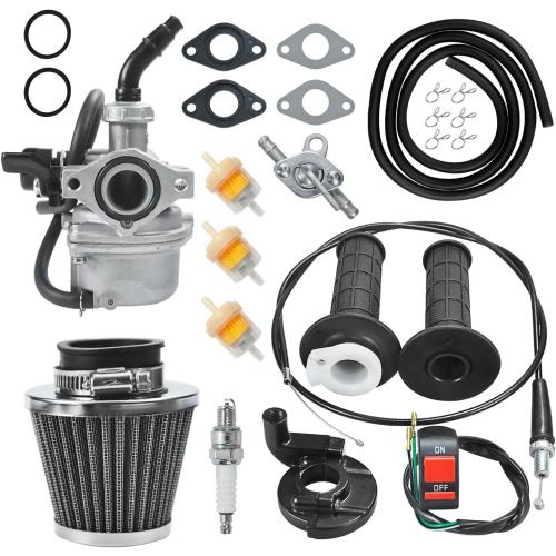 HOLATO PZ19 Carburetor Carb Air Filter Throttle Handle Grips Cable for 50cc 70cc 90cc 110cc 125cc Tao Tao GK110 Baja SSR Apollo Coolster Chinese Four Wheeler ATV Go Kart CRF50 XL70 Dirt Pit Bike Black