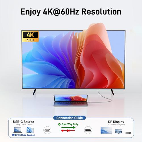 Acer USB C to DisplayPort Cable 6.6 FT (4K@60HZ 2K@165Hz) for Laptop