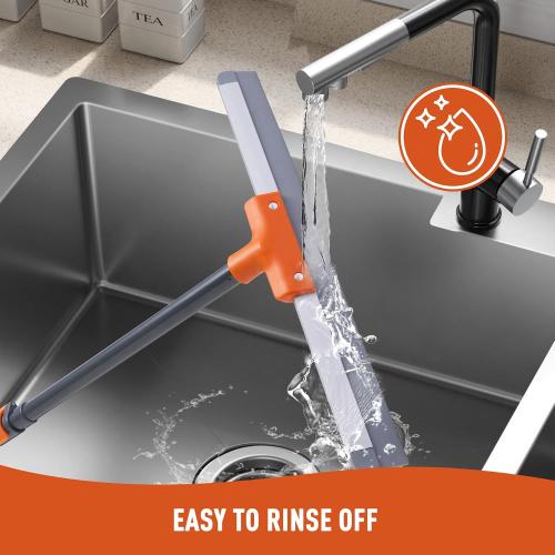CLEANHOME Rubber Floor Squeegee with Extendable Long Handle
